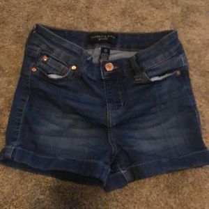 Girls size 12 midi dark wash denim shorts